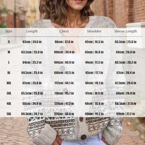 Women's Cute Fair Isle Button Cardigan Sweater Vintage Fall Winter Casual Long Sleeve Knit Sweater Coat3