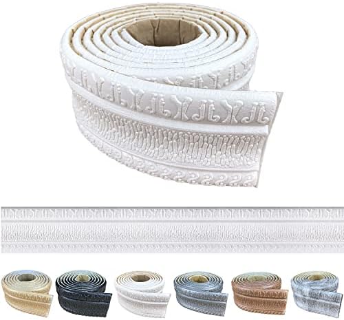 YLL YLL Crown Molding Peel and Stick 3D Wall Edging Foam Baseboard Self Adhesive Wallpaper Border Flexible Wall Base Moulding Trim Mirror Border Wall Lines (White 1PCS-89)