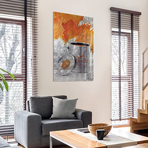 Empire Art Direct "Liquid Fashion Orange Hrms Reverse Printed Tempered Glass With Silver Leaf Wall Art, Ready To Hang, Living Room, Bedroom & Office, 32In X 48In X 0.2In #TOP5