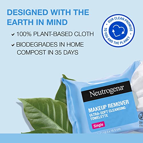 image for Neutrogena Makeup Remover Facial Cleansing Towelette Singles, Daily Fa
