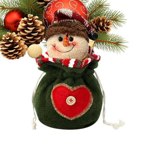 Mihauuke クリスマス人形バッグ - クリスマス生地収納バッグ | 再利用可能なお菓子包装ラッピング袋 子供 男の子 女の子 - キャンディとお菓子の包装に最適