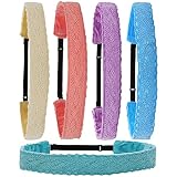 FROG SAC 5 Lace Headbands for Girls, Adjustable Non-Slip Elastic Girl Headbands, Dressy Pastel Lacy