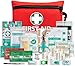 General Medi Mini First Aid Kit, 110 Piece Small First Aid Kit - Includes Emergency Foil Blanket, Scissors for Travel, Home, Office, Vehicle, Camping, Workplace & Outdoor (Red)