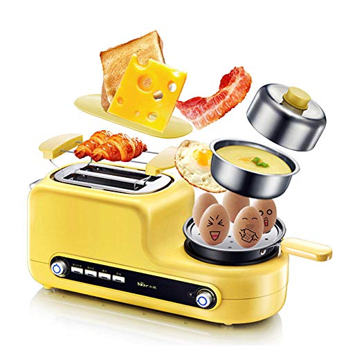 Tostadora, tostadora, 2 piezas de sandwichera automática casera, tostadora de desayuno@Amarillo