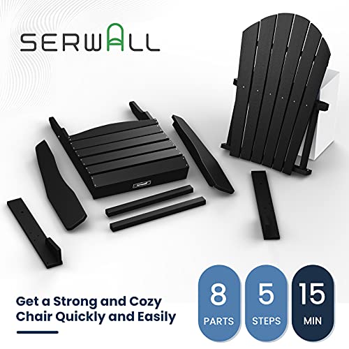 Serwall Adirondack Chair | Adult-Size, Weather Resistant For Patio Deck Garden, Backyard & Lawn Furniture | Easy Maintenance & Classic Adirondack Chair Design (Black) #TOP5