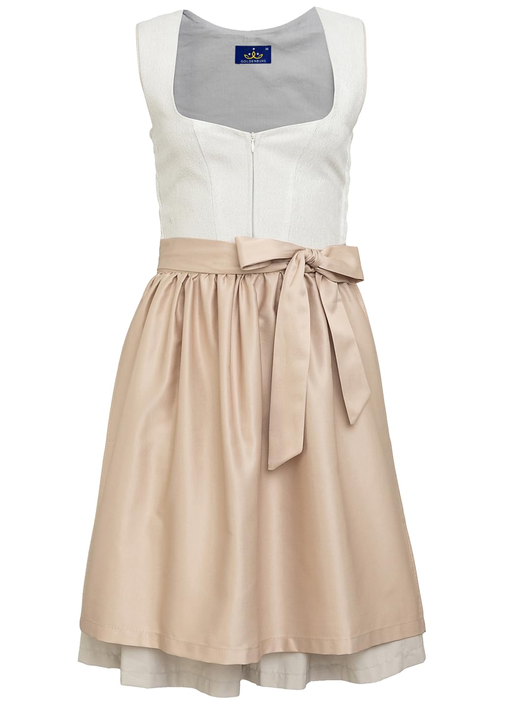 Dirndl Damen Midi mit Schürze 2tlg I Elastischen Zonen unter den Armen für Komfort und Passform I Deutsche Marke I Edle Frauen Trachten I Trachtenkleid Gr. 34-46 GB2301