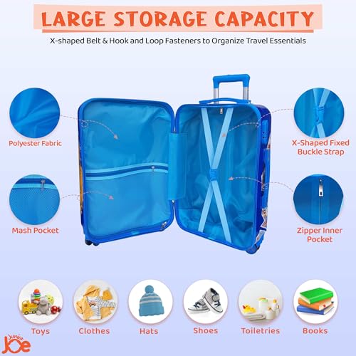 Image of ABS Hard Shell 8 Wheels 24 Inches 360 Degree Rolling Trolley Suitcase for Kids (Luggage-8), Blue, Small