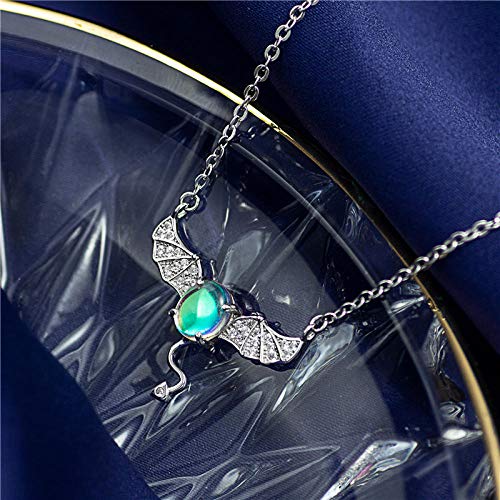 Cadeau d'anniversaire créatif collier pierre de lune et ailes en argent