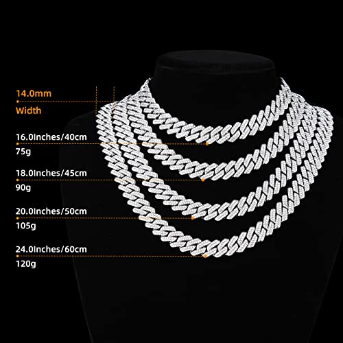 Mens Cuban Link Chain Miami Cuban Necklace 18K Gold Silver Chain Diamond Cut Chains For Men Women 14Mm Iced Out Hip Hop Jewelry #TOP2