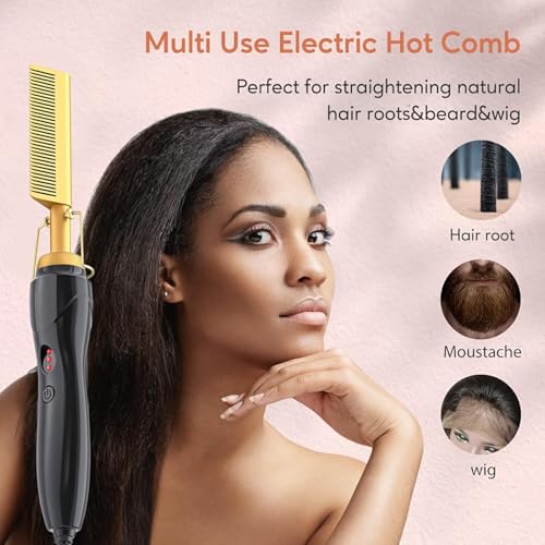 Peine alisador cerámico 2 en 1 portátil para cabello y barba miniatura 2