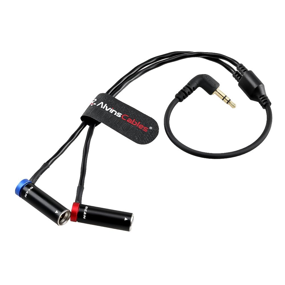 Alvin's Cables 3,5 mm TRS a doppio cavo Splitter Ta3m Y, 1/8 '' TRS a 2 Mini XLR 3 PIN Cavo Audio di rottura maschio per Røde Wireless Go II, per Canon C70, 45 cm | 18 pollici