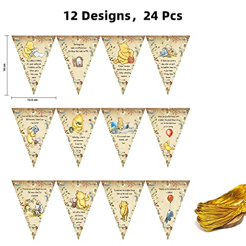 Vintage Winnie Quotes Banner 24 Pcs Wildflowers Bunting Flags Pooh Hanging Decorations Perfect For Baby Shower Decorations Winnie Or Bee Birthday Party Favors Supplies #TOP1