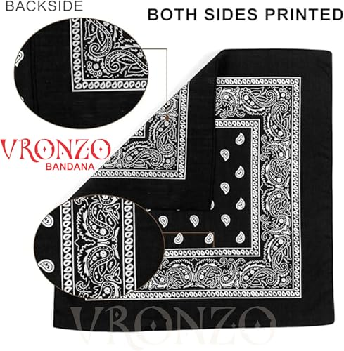 Image of VRONZO Unisex Soft Breathable 100% Cotton Bandana for Men & Women | Head Band for Men Bike Riding, Scarf for Men, Head Scarf for Women, Multi-Purpose Paisley Printed Square 50x50 cm