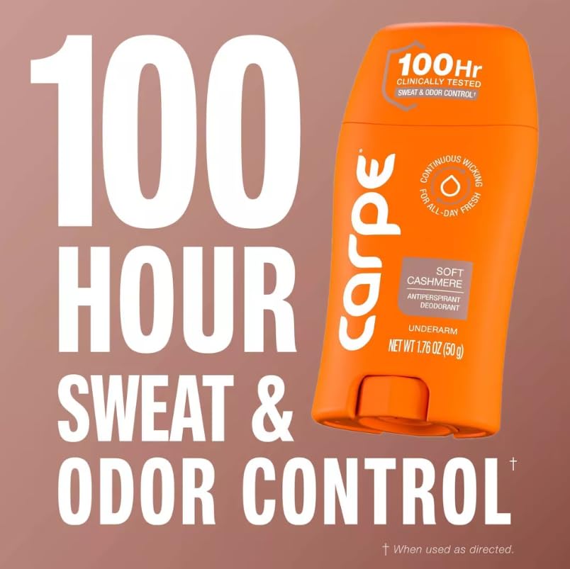 Carpe Women's 100H Sweat & Odor Control Antiperspirant Deodorant - Soft Cashmere - 1.76oz: Paraben-Free, Vegan, Cream Form