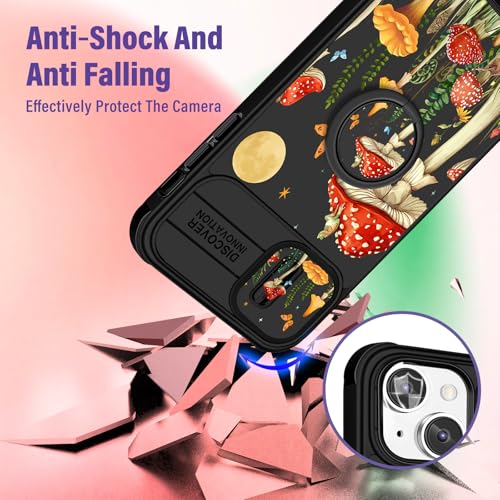 Image of Funermei for iPhone 14 /for iPhone 15 Plus Case - Women Girls Cute Phone Cover Girly Pretty Aesthetic Mushroom Plant Unique Design with Camera Cover Funda for Apple for iPhone 14 /for iPhone 15 Plus