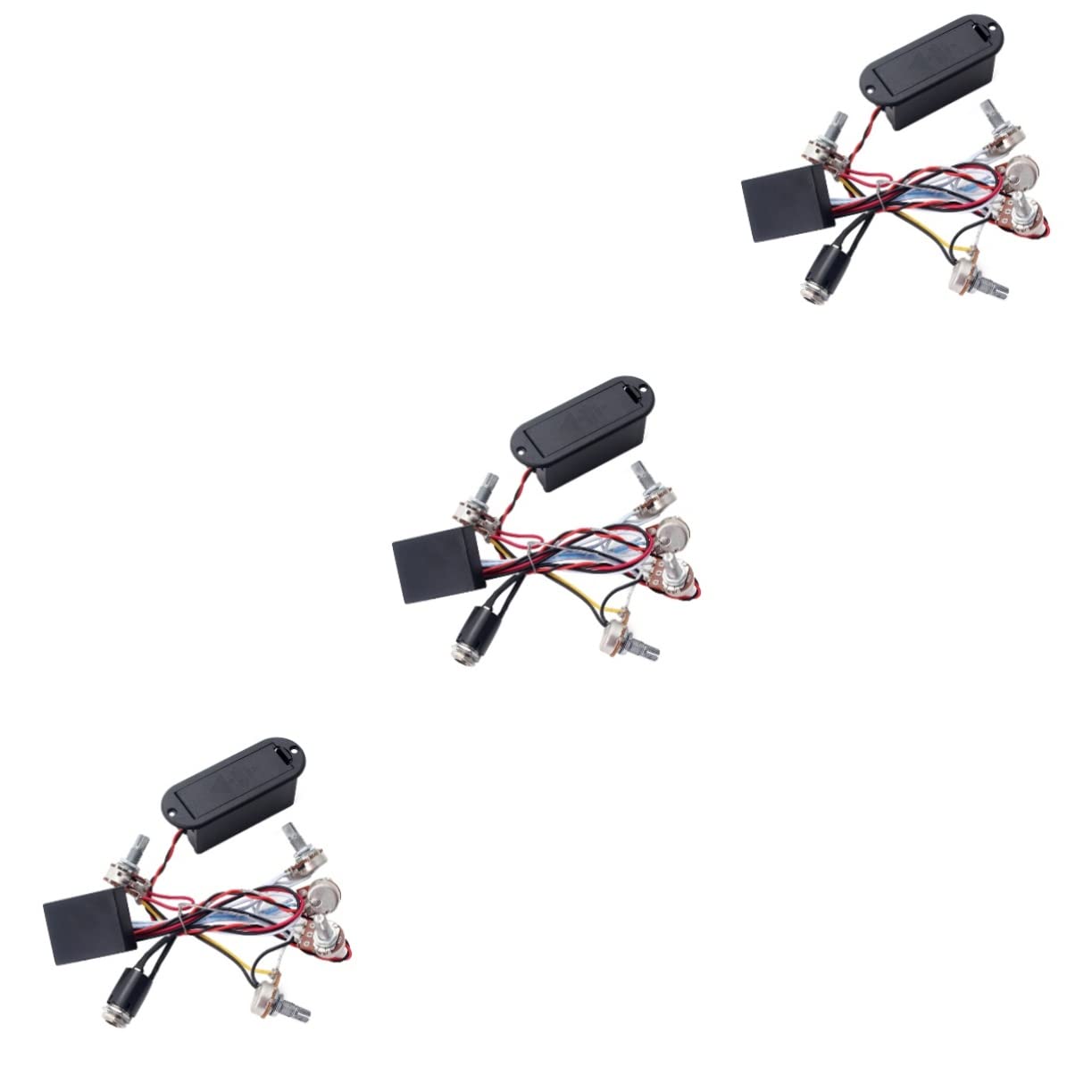 Mikikit 3stücke Band Equalizer Für Bassgitarre Eq Vorverstärker Mit Tonregelung Kabelbaum Und Aktiven Pickups Geeignet Für Verschiedene Bassgitarre-modelle Schwarz