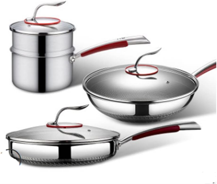7pcs 316 Stainless Steel Non-Stick Household Kitchen Pot Set Soup Frying Pan