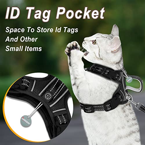 Cat Harness And Leash Set For Walking Escape Proof For Small Large Cat Kitten Harness With Id Tag Pocket (Black,Xs) #TOP2