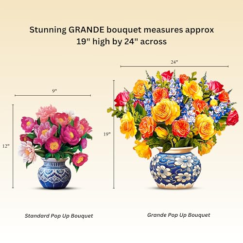 image for Freshcut Paper Pop Up Cards, Paper Flower Bouquet 3D Popup Greeting Ca