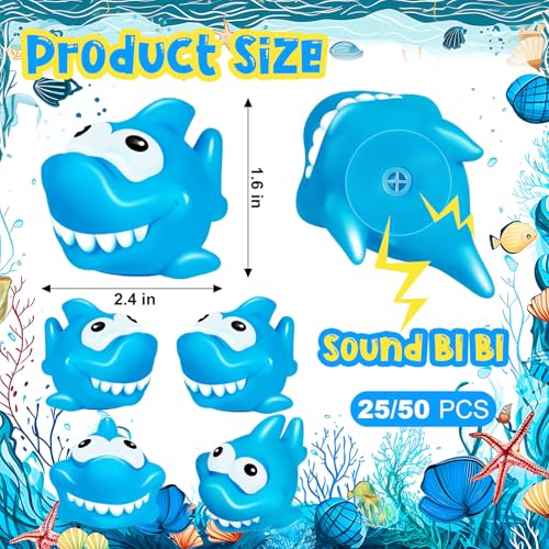 KFPPLXQ 50 Pcs Rubber Sharks for Kids, Bulk Squirting Shark Bath Toys Cute Small Squeak Sharks Party Favors Summer Bathtub Toy for Birthday Shower Classroom Pool Party Favors by KFPPLXQ - Image 2