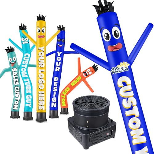 Image of HILLICON Personalized Inflatable Tube Man Set 7 FT - Wacky Waving Inflatable Tube Guy with Blower - Custom Waving Dancer Man for Advertising Business Events Indoor Outdoor Party Decoration