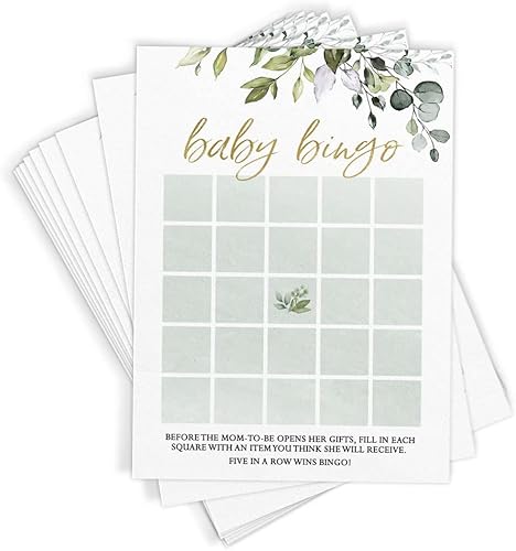 Miniatura 5 de Printed Party Juegos de Baby Shower para niño o niña 4 juegos y actividades, tema de vegetación botánica, 30 invitados