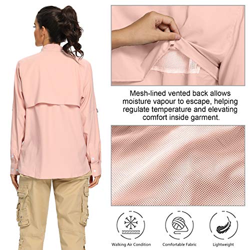 Jessie Kidden Women's Upf 50+ Uv Sun Protection Safari Shirt, Long Sleeve Outdoor Cool Quick Dry Fishing Hiking Gardening Shirts (5055 Pink Xl) #TOP3