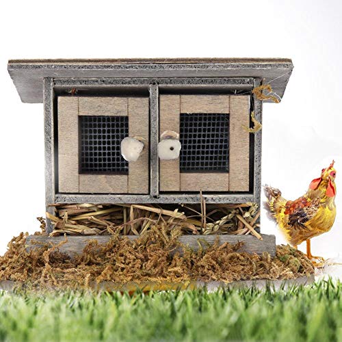 Yosooo 1/12 Doll House Accessories Miniature Wooden Chicken Coop, 3.7 2.6 1.8in