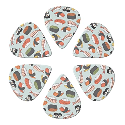 Sushi Lot de 6 médiators pour guitare acoustique, guitare électrique, basse, ukulélé – fins, moyens et épais. - Les Beatles, Paul McCartney, John Lennon, RIngo Starr, George Harrison Sushi Lot de 6 médiators pour guitare acoustique, guitare électrique, basse, ukulélé – fins, moyens et épais. – Image 5