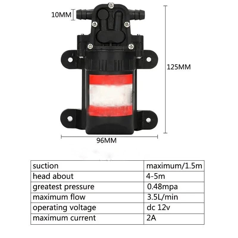 1 szt. DC 12V 70PSI 3,5L elektryczna pompa wodna do rolnictwa, czarna, mikro-wysokociśnieniowa, z membraną, do mycia samochodów