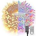 BrizLabs Color Changing Christmas Lights, 115ft 300 LED Fairy String Lights, 11 Modes Warm White & Multicolor Christmas Tree Lights, Dimmable Plug in Light with Remote for Outdoor Indoor Xmas Decor