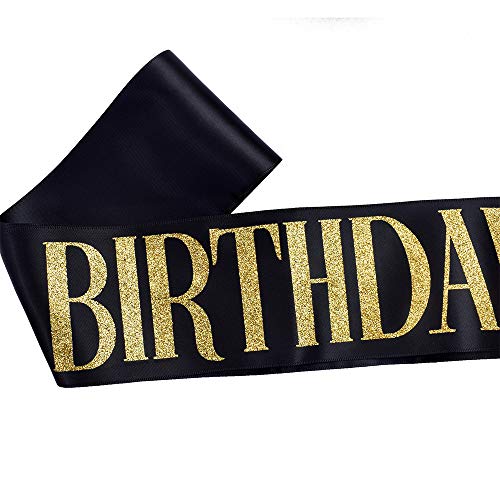 "Birthday Queen" Sash - Birthday Party Gifts Birthday Sash For Women Fun Party Favors (Black/Gold) #TOP1