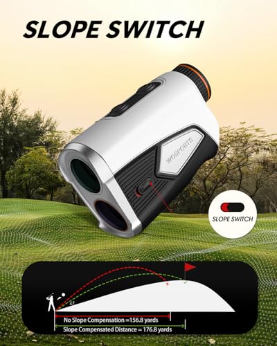 WOSPORTS-Golf-Rangefinder-with-Slope-1500-Yard-Pin-Lock-Vibration-Range-FinderFeetMetersYards-7X-Magnification-Magnetic-Mount-Rechargeable WOSPORTS Golf Rangefinder with Slope 1500 Yard Pin Lock Vibration Range FinderFeetMetersYards 7X Magnification Magnetic Mount Rechargeable