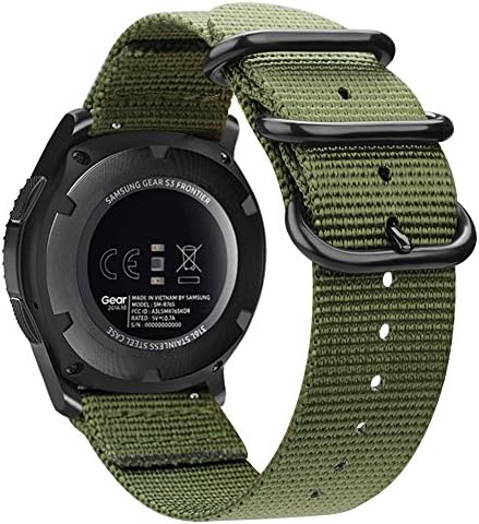 Fintie Bands Compatible with Samsung Galaxy Watch 3 45mm / Galaxy Watch 46mm / Gear S3 Classic/Frontier, Soft Woven Nylon Band 22mm Quick Release Adjustable Replacement Sport Strap (Olive)