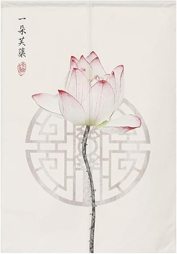 BAIHT HOME Noren - Cortinas japonesas de algodón y lino para puerta diseño de loto 33 x 59 pulgadas