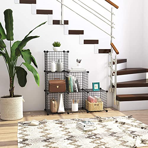 C&Ahome Wire Cube Storage, 6 - Cube Organizer Metal C Grids, Modular Shelves Units, Storage Bins Shelving, Closet Organizer, Ideal For Home, Office, Living Room, 36.6”L X 12.4”W X 36.6”H Black #TOP1