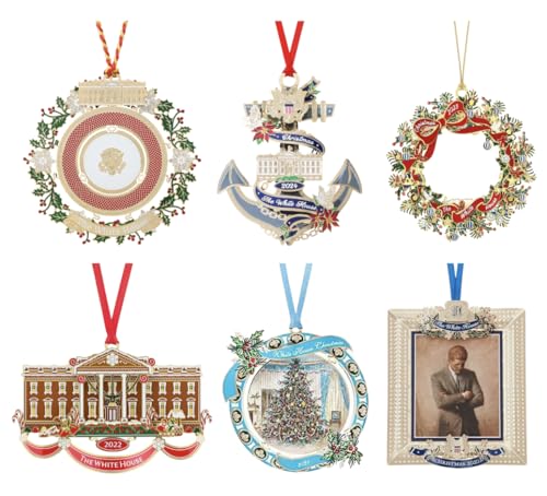Official 2020 to 2025 White House Christmas Ornament – Bundle, 24k Gold-Finished Brass, Includes Ribbon & Booklet, Collectible Gift in Keepsake Box, Made in USA