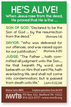 Moments With The Book He's Alive! (Motion Gospel Tract Card - Packet of 50 - NKJV) - Image 2