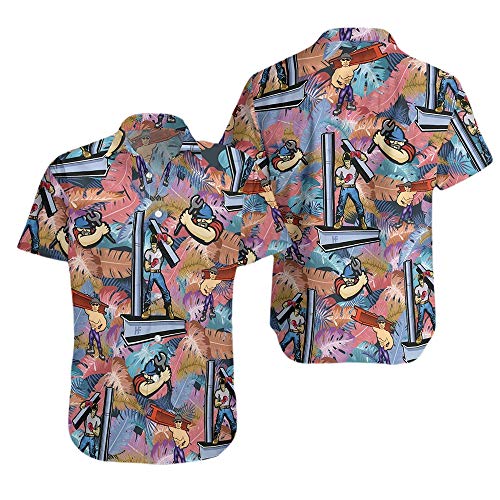 H/Mm Tropical Ironworker Proud Flower Pattern Hawaiian Shirt