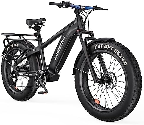 Asomtom Electric Bikes for Adults 750W BAFANG Motor 48V 15Ah Battery 26″ x 4.0 Fat Tire Mountain Ebike with Shimano 7-Speed Bikes and 45-60 Mile Range e-Bike – UL Certified
