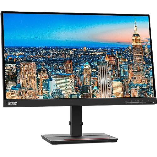 Image of Lenovo ThinkVision S22e 22-inch 1920 x 1080 LED Backlit Full HD LCD Monitor, 2-Pack Bundle with HDMI, VGA, Desk Mount Dual Monitor Stand