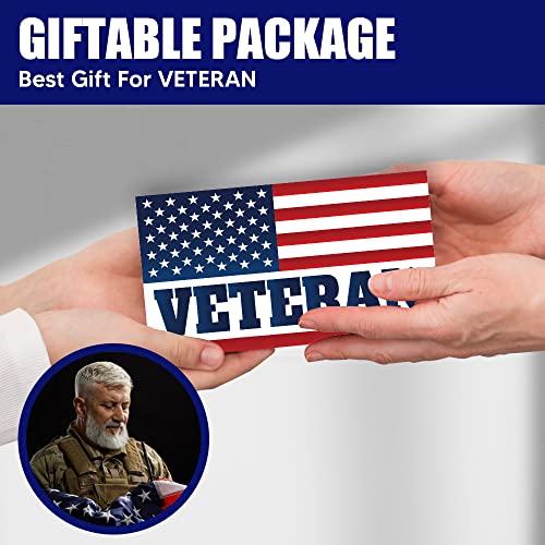 Geekbear American Flag Veteran Car Magnet (Black, 3 Pack) - Reflective Waterproof Magnetic Sign - 7 X 4 In #TOP4