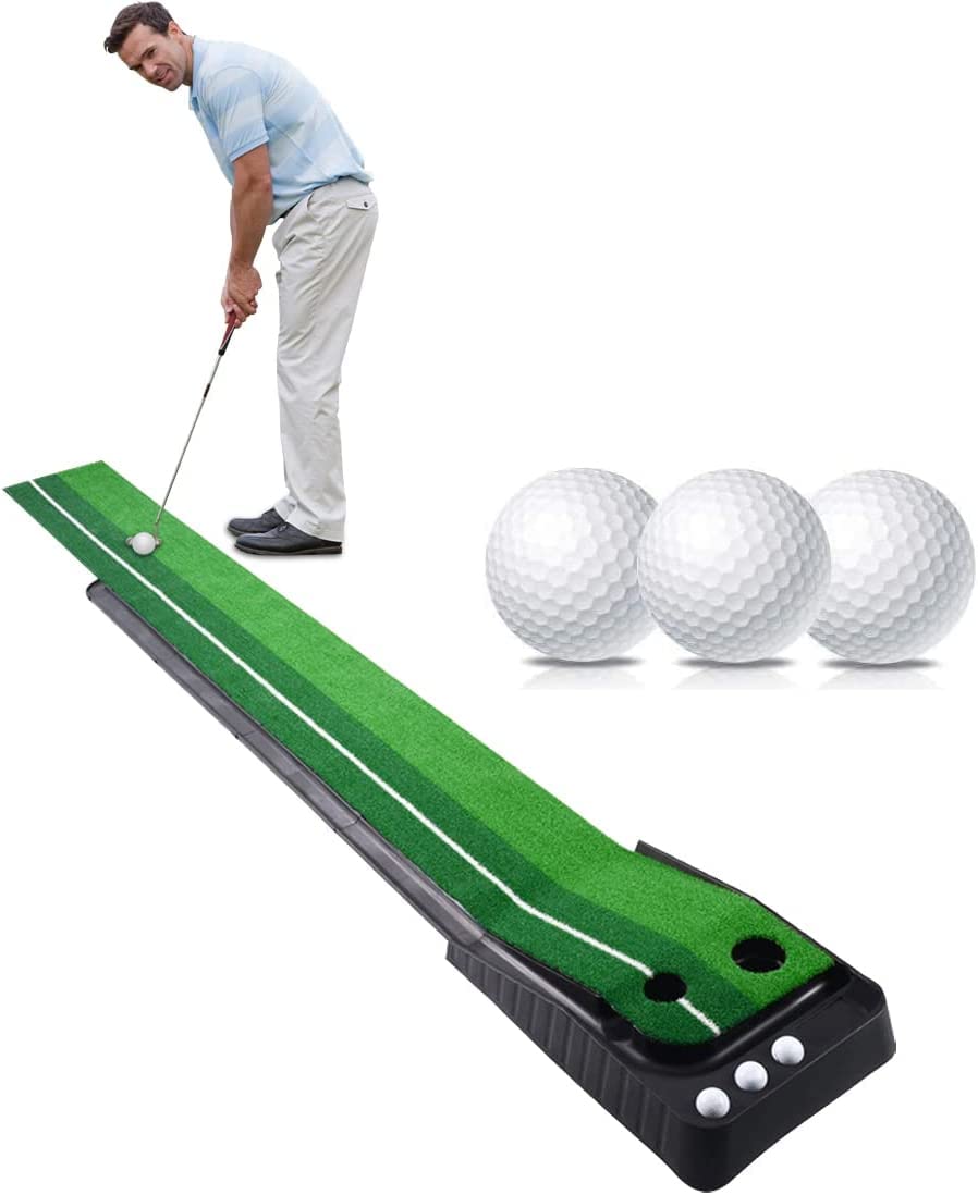 PGM Entrenador de Putting con desniveles editables para Golf 300cm x 32cm, Golf Putting Green Mat Indoor and Outdoor 10ft