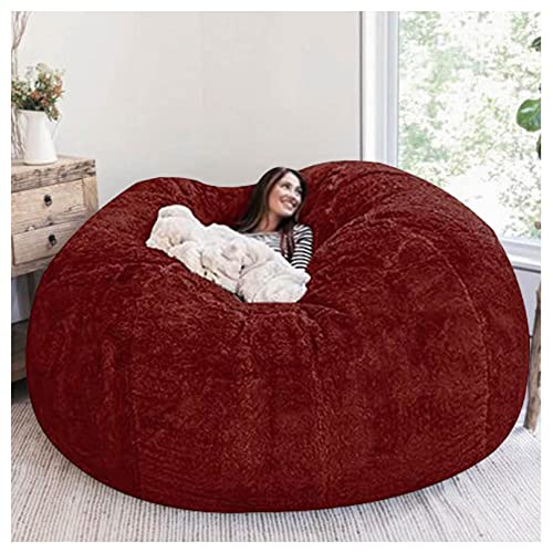 Funda para puf súper grande, (solo incluye funda), para muebles de sala de estar, redonda, suave, esponjosa, de piel sintética, para sofá cama