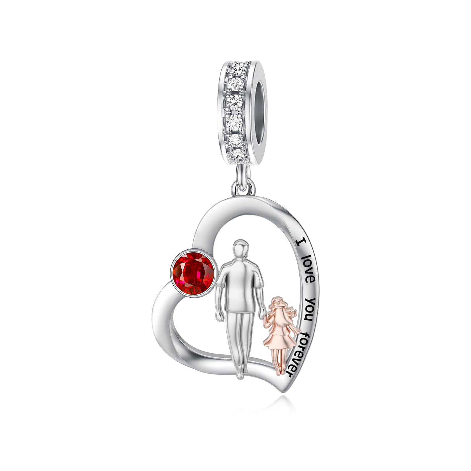 PROESS Father Mother Daughter Charm fit Charms Bracelet Sterling Silver Charms for Bracelets Birthday Valentines Day Gifts for Daughter Mother Lover