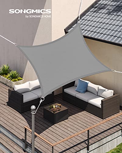 SONGMICS Sonnensegel 2 x 3 m, wasserfest mit Einer Wassersäule von 665 mm, Sonnenschutz aus reißfestem Polyester, UV-Schutz 93%, Terrasse, Garten, Balkon, rechteckig, 2 m Seile, hellgrau GSH23QY 2