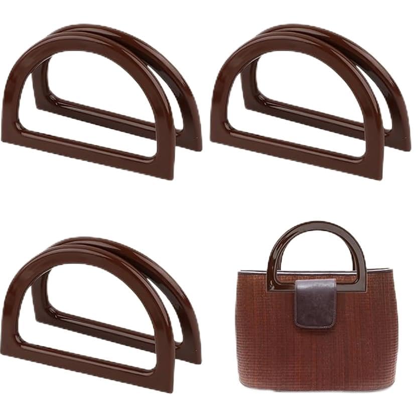 3 peças de alça redonda em forma de D, alças modernas para bolsa de mão feita à mão, Marrom, Regular