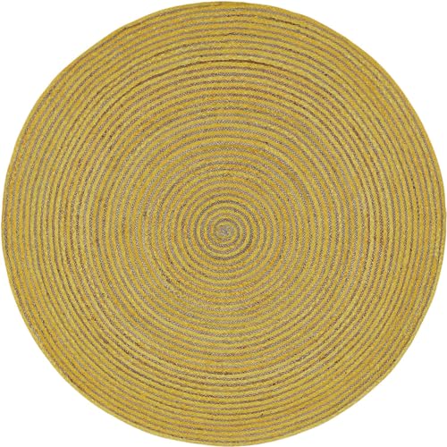 Image of Too GUDD Rugs Handwoven Cotton Natural Fibres Braided Reversible Round Rug for Bedroom Living /Dining Room (6 x 6 feet, Yellow)