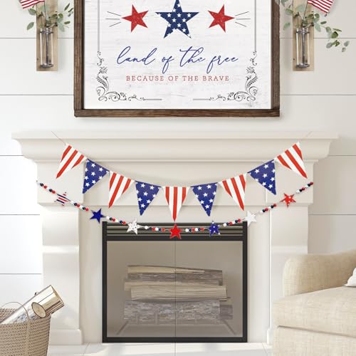 4th of July Patriotic Banner, 2Pcs Red White Blue...