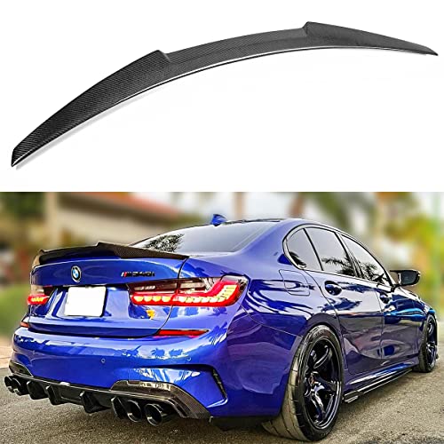 M4 Competition V Style Carbon Fiber High Kick Trunk Spoiler Wing Compatible for 2019-2022 BMW G20 3 Series G80 M3 All Models